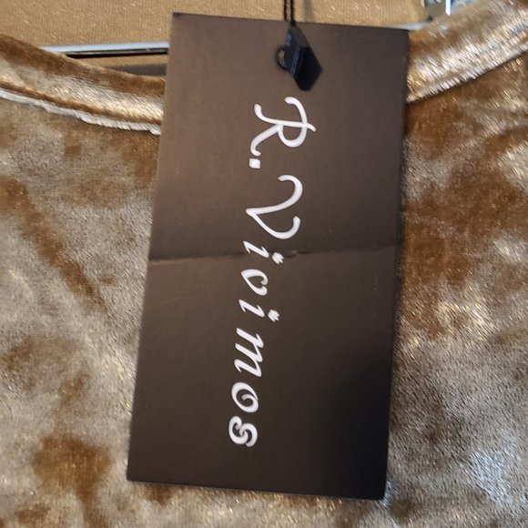 NWT R. Vivimos Crushed Gold Velvet Mini Dress Size L - Picture 2 of 5